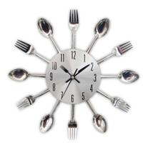 Relógio de parede Timelike Kitchen Spoon Garfo em Aço Inoxidável Relógio de parede Timelike Kitchen Spoon Garfo em Aço Inoxidável