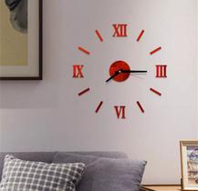 Relógio De Parede Tipo 3D Luxo Adesivo Autocolante Vermelho - Import