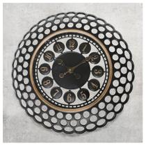 Relógio De Parede Vazado Preto Para Sala De Estar Escritórios 49,5cm - Gici Decor