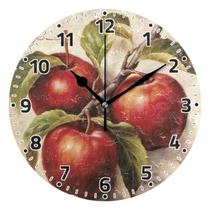 Relógio de parede WELLDAY Vintage Apples, 25 cm, antiaderente, com suporte