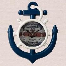 Relógio De Parede Wincy Decoração Sala Analógico Escritório Náutico Cozinha Quarto 27 x 34 Silencioso Âncora Timão Pda03010