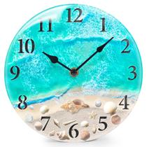 Relógio de parede WISKALON Coastal Nautical Glass Seashell Design Relógio de parede WISKALON Coastal Nautical Glass Seashell Design