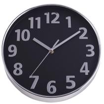 Relógio De Parede Yangzi Preto/Cinza Redondo 25cm