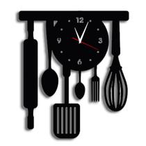 relógio de paredes grande moderno cozinha talheres - cor preta - Intempo Design
