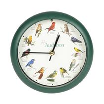 Relógio de pássaros cantando Mark Feldstein Audubon 20cm verde