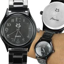 Relógio de Pulso Analógico Feminino Aço Inox Preto Original Luxo - Presente para Mulher Elegante