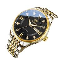 Relógio De Pulso Automático Mecânico De Luxo Masculino Em Aço Inoxidável Com Duplo Calendário À Relógio De Pulso Automático Mecânico De Luxo Masculino Em Aço Inoxidável Com Duplo Calendário À