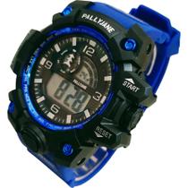 Relógio de Pulso Azul Digital Militar Moda Bloqueiro Famosos