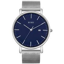 Relógio de pulso BUREI Fashion Minimalist à prova d'água para homens