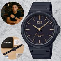 Relógio de Pulso Casio Analógico Vintage Unissex Masculino Feminino Classico Redondo Preto a Prova Dágua MW-240-1E2VDF