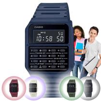 Relógio de Pulso Casio Calculadora CA-53WF Digital Unissex Vintage Masculino Feminino Azul Vermelho Branco Preto e Verde