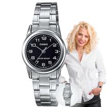Relógio de Pulso Casio Collection Classico Feminino Pequeno Casual Aço Inóx Prata LTP-V001D