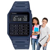 Relógio de Pulso Casio Digital Masculino Feminino Unissex Quardrado Retro Vintage Calculadora Casual Azul CA-53WF