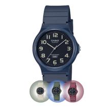 Relógio de Pulso Casio Feminino Analógico Classico Casual Leve Confortável Azul Branco MQ-24UC