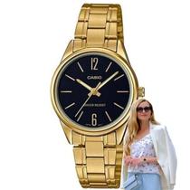 Relógio de Pulso Casio Feminino Analógico Pequeno Resistente àgua Minimalista Aço Inóx Casual Dourado LTP-V005G-1BUDF Relógio de Pulso Casio Feminino Analógico Pequeno Resistente àgua Minimalista Aço Inóx Casual Dourado LTP-V005G-1BUDF