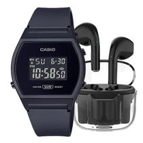 Relógio de Pulso Casio Feminino Digital Casual Pequeno Elegante Preto LW-204-1BDF + Fone bluetooth