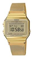 Relógio de Pulso Casio Feminino Digital Dourado Slim Quadrado Moderno Original A700WMG-9ADF