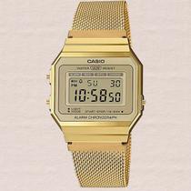 Relógio de Pulso Casio Feminino Digital Dourado Slim Quadrado Moderno Original A700WMG-9ADF