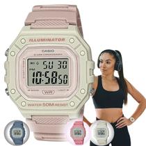 Relógio de Pulso Casio feminino Digital Prova Dágua 50m Azul Rosa Nude Branco W-218HC - Casio Brasil