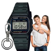 Relógio de Pulso Casio Feminino Masculino Esportivo Cronômetro Calendário Alarme Digital Vintage Preto W-59-1VQ + Chaveiro