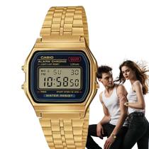 Relógio de Pulso Casio Feminino Masculino Quadrado Resistente Agua 3 ATM Digital Vintage Pulseira Aço Inóx Casual Dourado A159WGEA-1DF Relógio de Pulso Casio Feminino Masculino Quadrado Resistente Agua 3 ATM Digital Vintage Pulseira Aço Inóx Casual Dourado A159WGEA-1DF