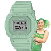 Relógio de Pulso Casio G-Shock Feminino Resistente Choques Prova Dágua 20 ATM Compacto Esportivo Digital Verde Violeta Salmão GMD-S5600BA-3DR