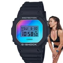 Relógio de Pulso Casio G-Shock Furta-cor Unissex Feminino Masculino Fashion Esportivo Digital Prova Dagua 20 ATM Resistente Choques Pulseira Resina Preto DW-5600SR-1DR