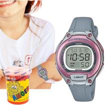 Relógio de Pulso Casio Infantil Digital Alarme Luz Led Quartz Esportivo Cinza LW-203-8AVDF + Massinha Slime Amoeba Geleca