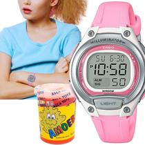 Relógio de Pulso Casio Infantil Digital Alarme Luz Led Quartz Esportivo Rosa LW-203-4AVDF + Massinha Slime Amoeba Geleca