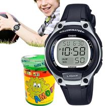 Relógio de Pulso Casio Infantil Digital Esportivo Preto LW-203-1AVDF + Massinha Slime Amoeba Geleca