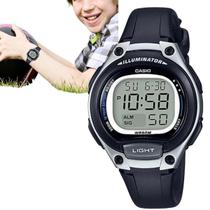 Relógio de Pulso Casio Infantil Digital Preto Pequeno Alarme Prova dágua Original LW-203-1AVDF