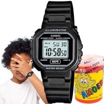 Relógio de Pulso Casio Infantil Digital Standard Cronômetro Prova Dágua Alarme Preto LA-20WH-1ADF + Massinha Slime Amoeba Geleca