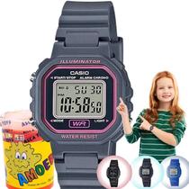 Relógio de Pulso Casio Infantil Digital Standard Prova Dágua Calendário Alarme Cronometro Esportivo Cinza LA-20WH-8ADF + Slime Amoeba