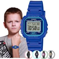 Relógio de Pulso Casio Infantil Led Digital Prova Dagua 30m Preto Cinza Azul e Rosa