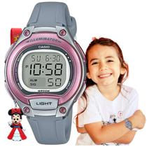 Relógio de Pulso Casio Infantil Prova Dagua Calendáro Alarme Cronomemtro Luz Led Digital Esportivo LW-203 Rosa Preto Azul Cinza + Brinde