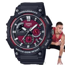 Relógio de Pulso Casio Masculino Analógico Cronógrafo Prova Dágua 100 Metros Calendário Robusto Esportivo Preto MCW-200H-4AVDF