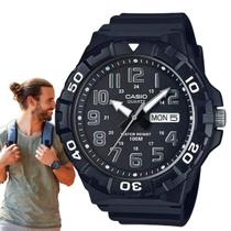 Relógio de Pulso Casio Masculino Analógico Garra Temporizadora Prova Dágua 10 ATM Grande Robusto Militar Esportivo Preto MRW-210H-1AVDF