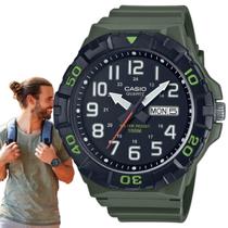 Relógio de Pulso Casio Masculino Analógico Prova Dágua 100 Metros Grande Garra Temporizadora Militar Esportivo Verde MRW-210H-3AVDF