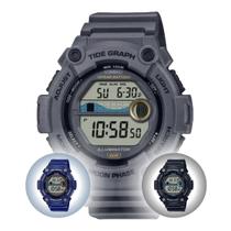 Relógio de Pulso Casio Masculino Digital Esportivo 3 Alarmes Tabua de Mares Surf com 10 anos de Bateria Original Azul Grafite Preto WS-1300H