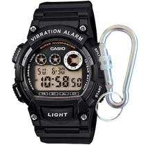 Relógio de Pulso Casio Masculino Digital Esportivo Illuminator Cronometro Alarme Prova Dágua 10 ATM Preto W-735H-1AVDF + Chaveiro Trava Alumínio