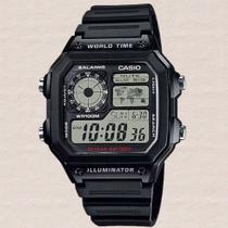 Relógio de Pulso Casio Masculino Digital Esportivo Prova D Água 100M World Time 5 Alarmes Cronógrafo Preto AE-1200WH-1AVDF Relógio de Pulso Casio Masculino Digital Esportivo Prova D Água 100M World Time 5 Alarmes Cronógrafo Preto AE-1200WH-1AVDF