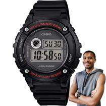 Relógio de Pulso Casio Masculino Digital Esportrivo Prova Dágua 50 Metros Illuminator Redondo Leve Alarme Cronometro Preto W-216H-1AVDF