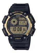 Relógio de Pulso Casio Masculino Digital Hora Mundi Preto Redondo 5 Alarmes Cronômetro Original AE-1400WH-9AVDF