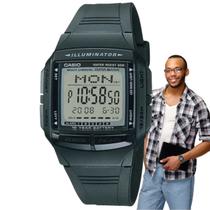 Relógio de Pulso Casio Masculino Digital Prova Dágua 50 Metros 5 Alarmes Data Bank Agenda Hora Dupla Vintage Illuminator Preto DB-36-1AVDF