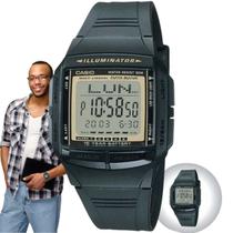 Relógio de Pulso Casio Masculino Digital Prova Dágua 50 Metros 5 Alarmes Data Bank Agenda Temporizador Hora Dupla Vintage Illuminator DB-36