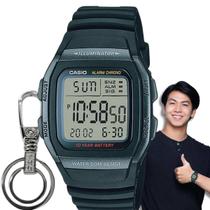 Relógio de Pulso Casio Masculino Digital Prova Dágua 50 Metros Illuminator Preto W-96H-1BVDF + Chaveiro