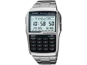 Relógio de Pulso Casio Masculino Digital Quadrado Calculadora Agenda Telefonica Data Bank 5 Alarmes Prateado DBC-32D-1ADF