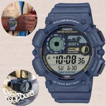 Relógio de Pulso Casio Masculino Digital Tabua de Mares Pescaria Prova Dágua 10 ATM Pulseira Extra Grande Fase Lua Esportivo Azul WS-1500H-2AVDF Relógio de Pulso Casio Masculino Digital Tabua de Mares Pescaria Prova Dágua 10 ATM Pulseira Extra Grande Fase Lua Esportivo Azul WS-1500H-2AVDF