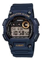 Relógio de Pulso Casio Masculino Digital Vibration Azul Esportivo Prova dágua Original Cronômetro W-735H-2AVDF