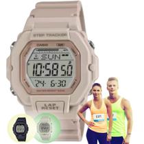 Relógio de Pulso Casio Masculino Feminino Quadrado Crônometro 5 Alarmes Prova Dágua 100 Metros Digital Esportivo Preto Nude Branco LWS-2200H